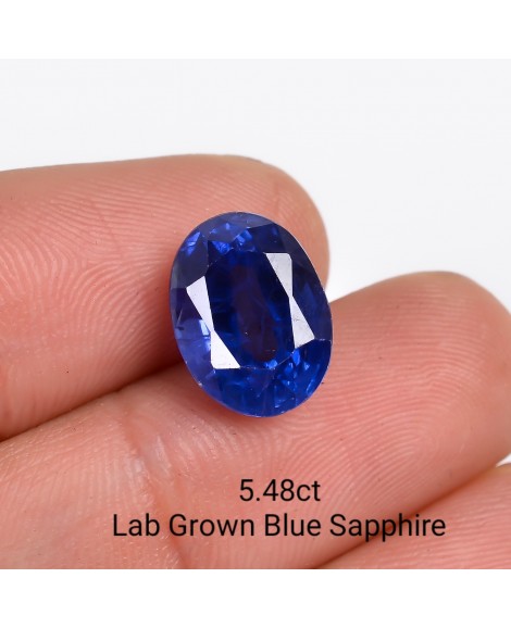 LAB GROWN BLUE SAPPPHIRE 5.48 Cts OVALMIXED