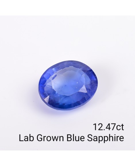 LAB GROWN BLUE SAPPPHIRE 12.47 Cts OVALMIXED