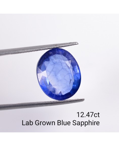 LAB GROWN BLUE SAPPPHIRE 12.47 Cts OVALMIXED