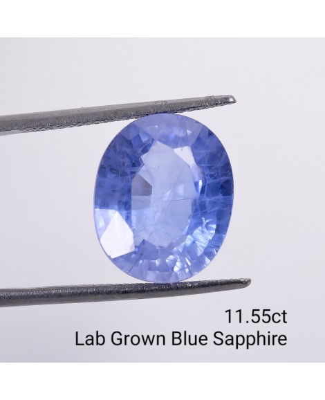 LAB GROWN BLUE SAPPPHIRE 11.55 Cts OVALMIXED
