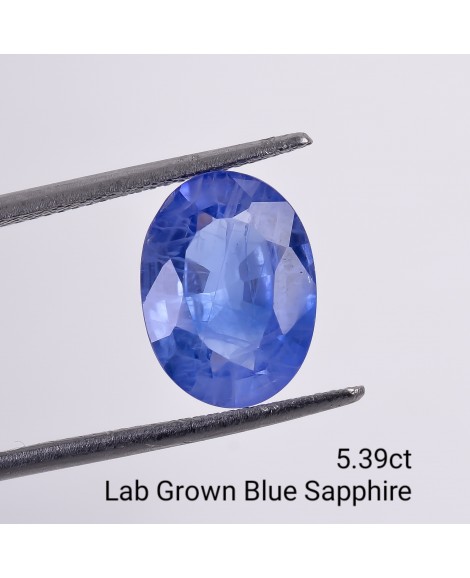 LAB GROWN BLUE SAPPPHIRE 5.39 Cts OVALMIXED